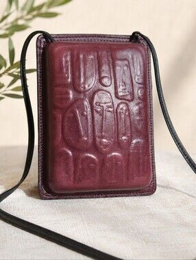 Artwear By Robbie Leather Embossed Crossbody Bag Purse Signed One Of A Kind